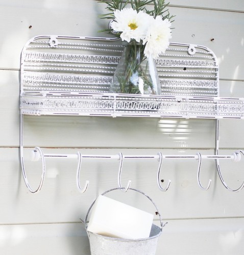 VINTAGE WEISS GRAU DRAHT METALL REGAL SCHIENE AUFHÄNGER AUFBEWAHRUNG HOCHZEIT DEKO WEIHNACHTEN - Bild 8 von 8