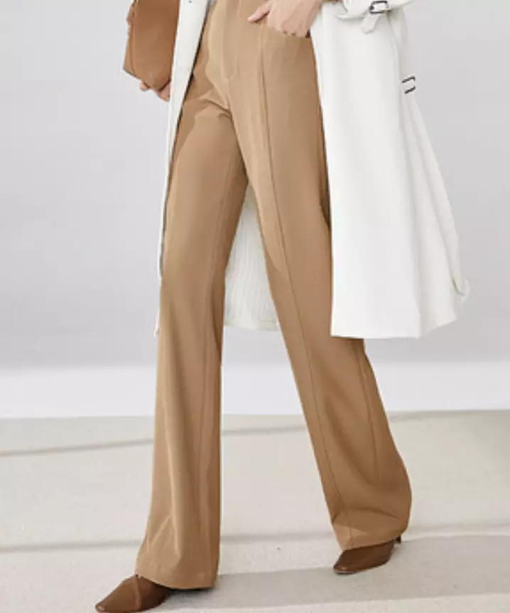 ZARA NEW WOMAN FULL LENGTH HIGH-RISE STRAIGHT LEG FRANCOISE PANTS CAMEL M L