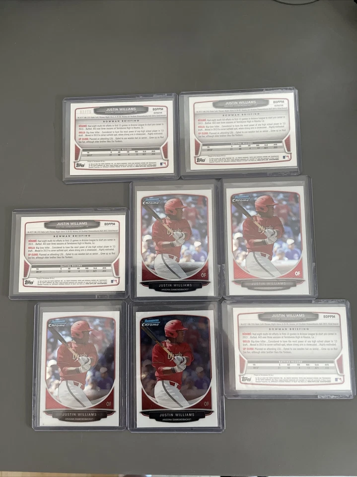 Justin Williams 2013 Bowman Chrome Green Refractor #/75 + Base Ref + 6 Base 🔥💥 - Image 2 of 2