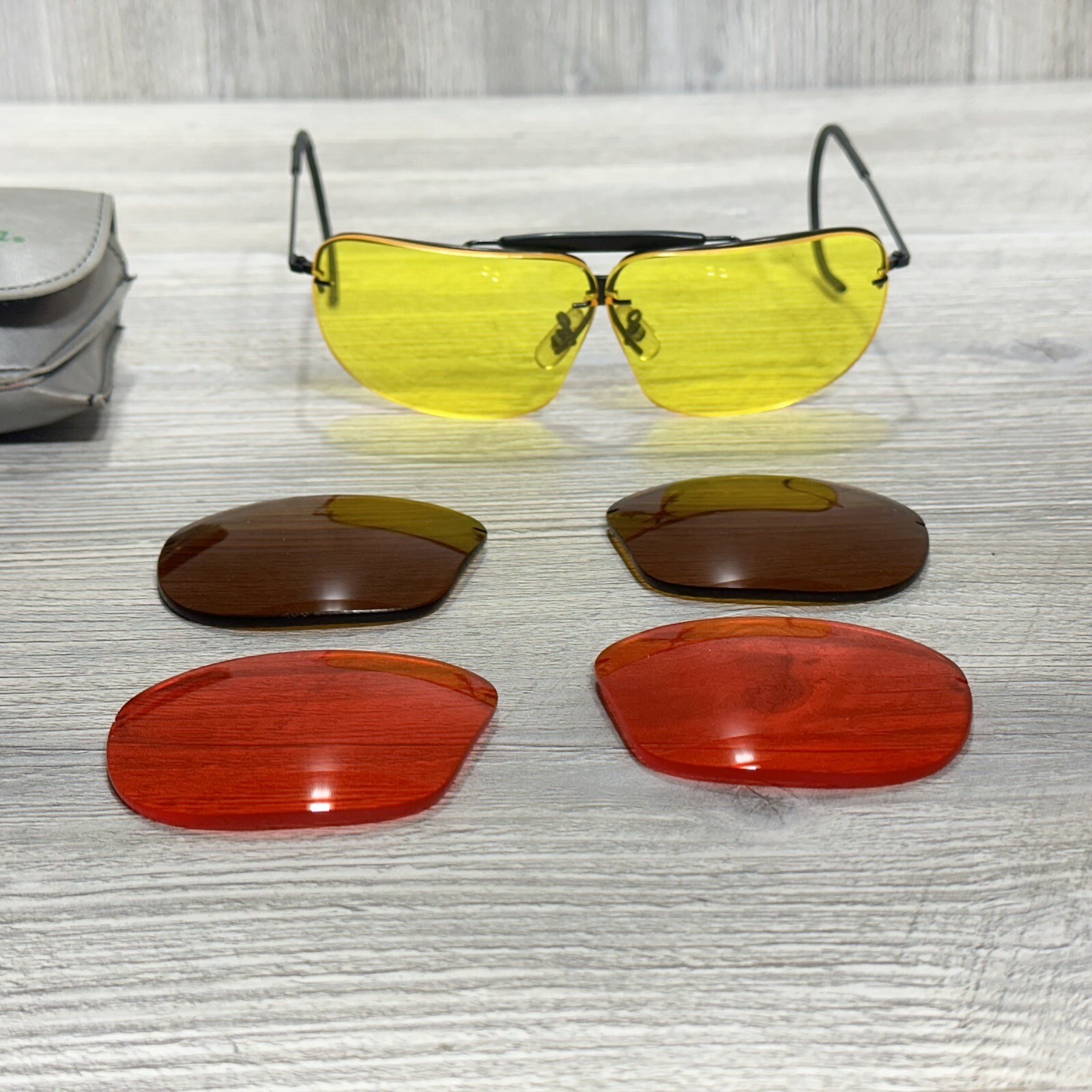 Remington Aviator Yellow Red Dark Lens Shooting Glasses Original Case