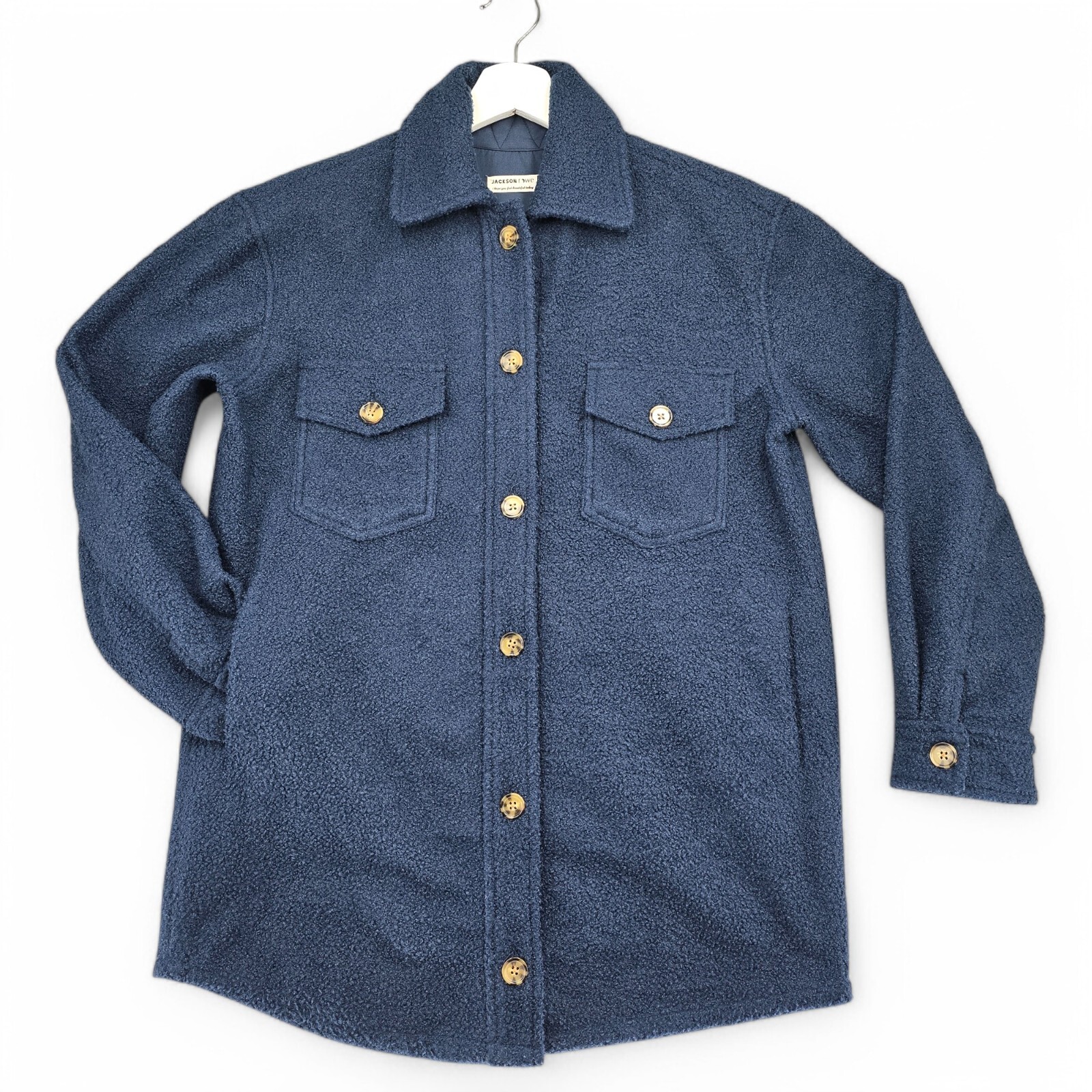 FILA Jackson Rowe giacca donna piccola blu navy con bottoni pile tasche shacket