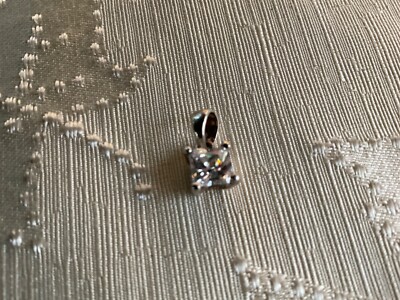 Sterling Silver - CZ Cubic Zirconia Pebbled Cubic Box Necklace Pendant 