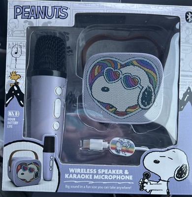 Peanuts Snoopy Wireless Speaker & Karaoke Microphone Purple  Charlie Brown *New*
