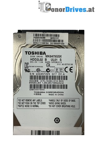Toshiba - MK6475GSX - 640 GB - SATA - Pcb: G002825A*