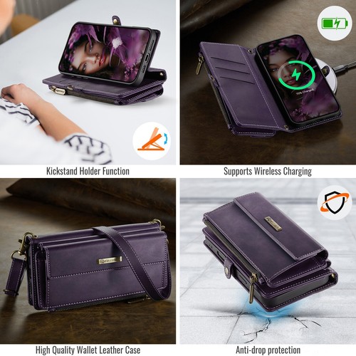 Strap Leather Wallet Phone Case For iPhone 16 15 14 13 12 11 Pro Max 7 8 SE XR - 第 64/65 張圖片