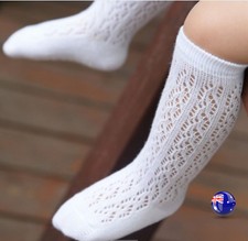 Baby Socks Toddlers Girls White Calf High Cotton long Socks Tights 0-2years