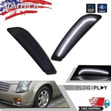 Smoked White Front Fender Side Marker Lights Lamps For 03-07 Cadillac CTS CTS V