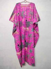 Indian Animal Printed Kaftan Cotton Hippie Maxi Women Nightwear Caftan Dress