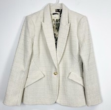 L’agence Chamberlain Tweed Blazer Womens 8 Ivory Shimmer New Nwot