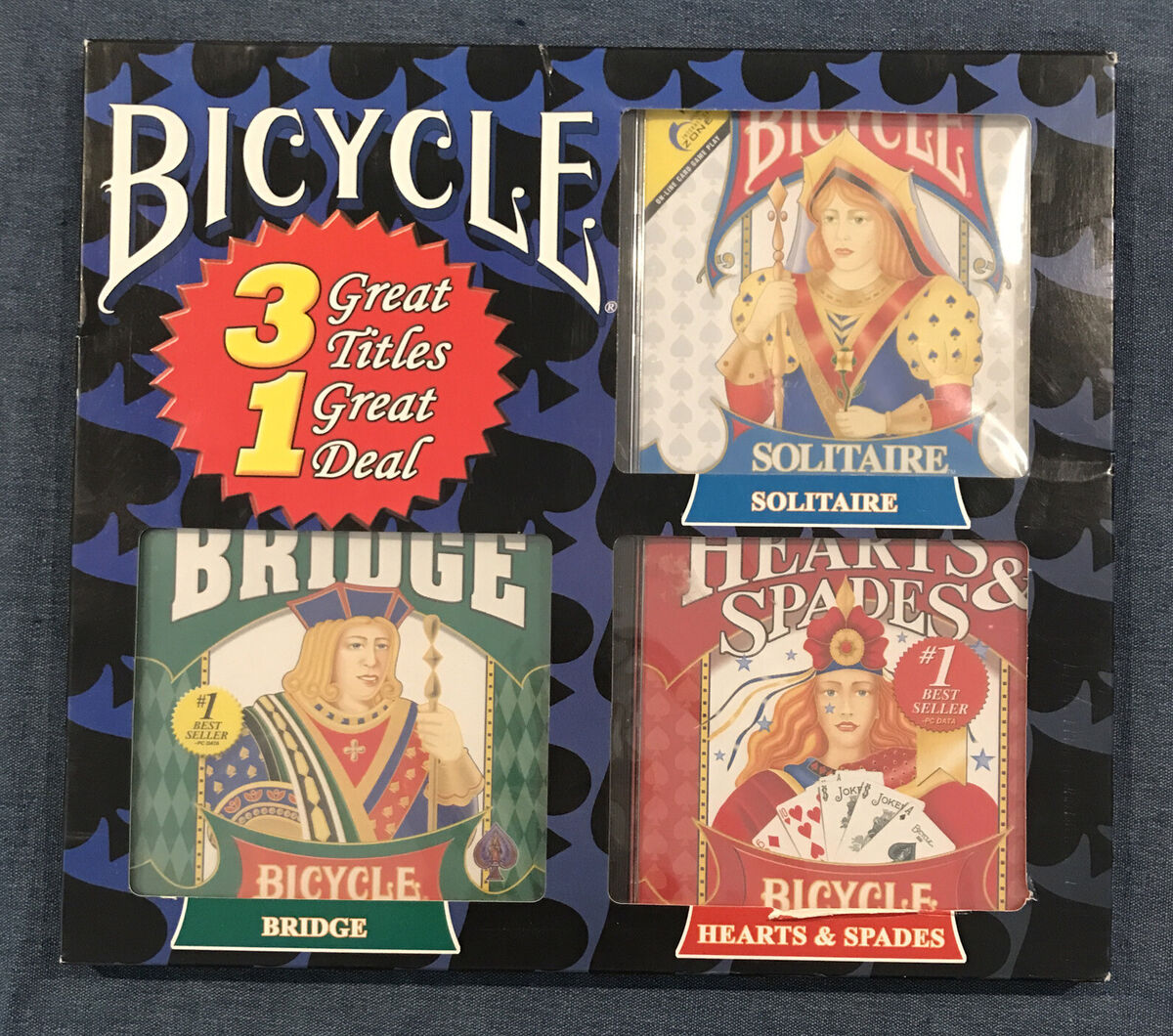 Bicycle - SOLITAIRE HEARTS & SPADES BRIDGE PC 3 Pack Activision Value for  sale online