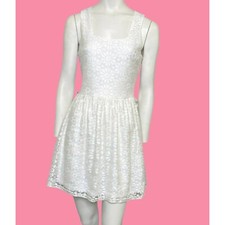 Main Strip Floral Overlay Cutout A-Line Dress White Size Small NWT