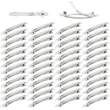 "50 Pack 8Cm/3 Inch Plain Blank Silver Metal DIY Craft French Barrettes "