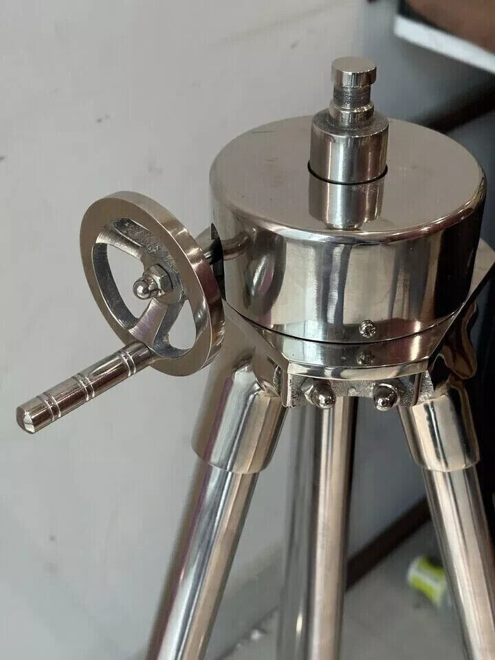 Floor Standing Tripod Vintage Steel Antique Heavy Silver Nautical High Quality