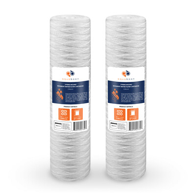 2PK of 20'' Big Blue String Wound Sediment Water Filter Cartridge 5µm by Aquaboon