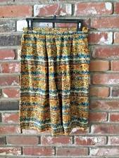 Women's 100 SILK VINTAGE 1980's Shorts Sz M Wide Leg Teal  Orange Gold Cute 