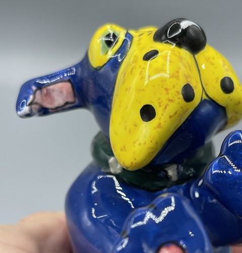 Swak Lynda Corneille Stretching Blue Dog Figurine Statue, Ceramic Glazed Signed - Afbeelding 17 van 24