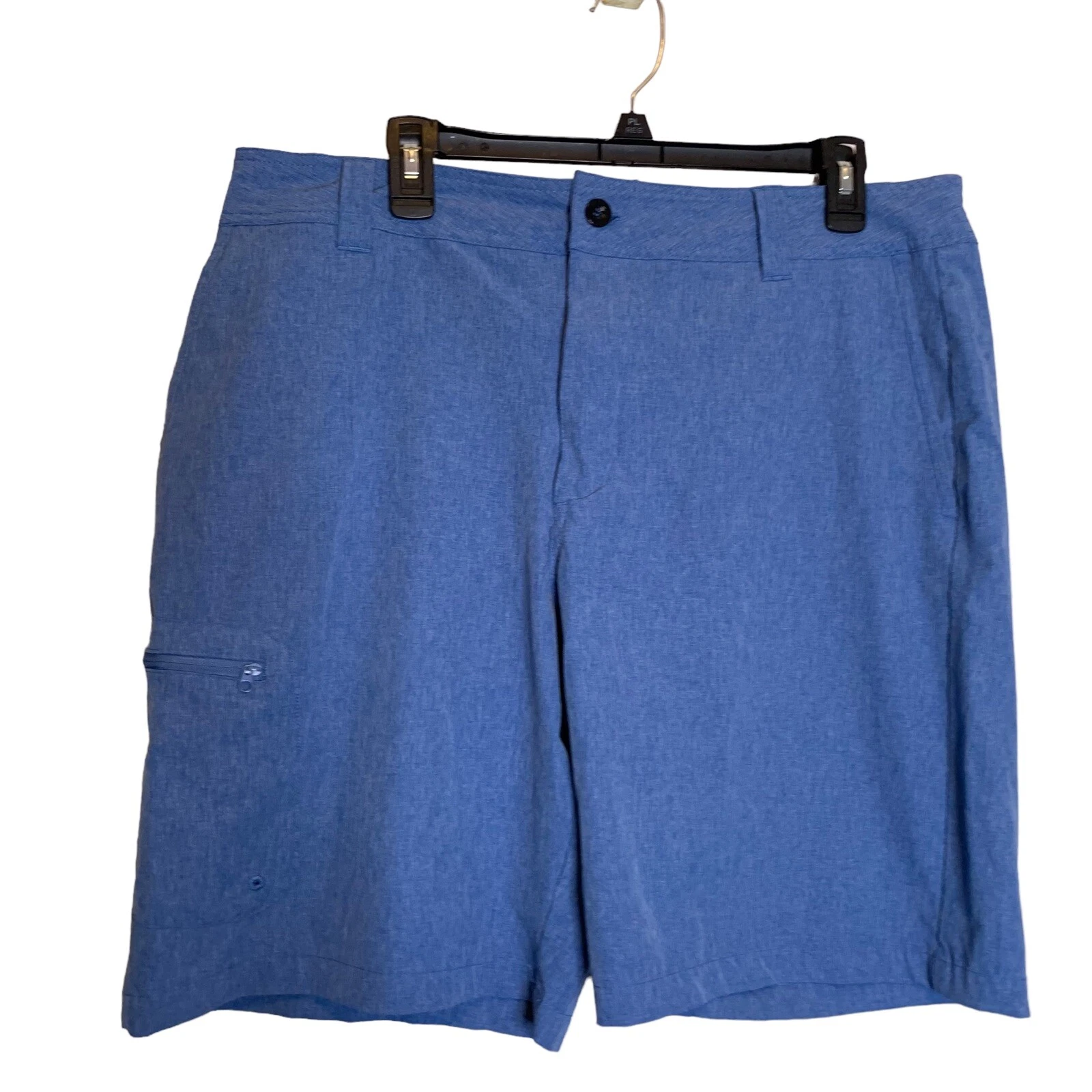 Magellan Fish Gear Shorts Mens 36 Blue Stretch Flat Front Cargo Pocket Logo
