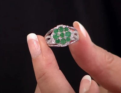 Colleen Lopez Sterling Silver Emerald & White Topaz Ring, Size 5