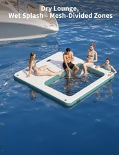 10x10FT Inflatable Floating Dock, w/Ladder Floating Water Dock Raft Platform Mat