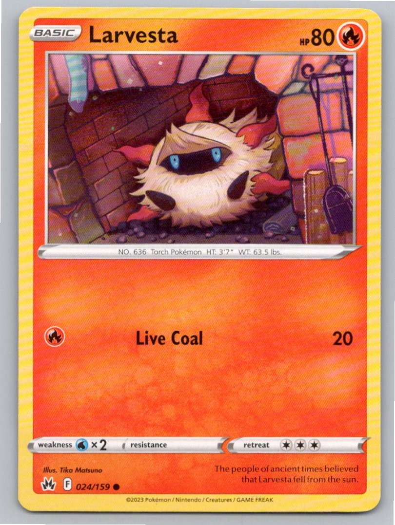 2023 POKEMON LARVESTA CROWN ZENITH 024/159 C NM A82645 FREE S&H
