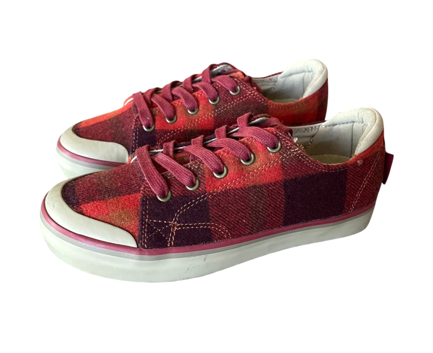 Sneaker casual KEEN Elsa III donna taglia 6 36 rosse a quadri stringate misto lana nuove senza etichette