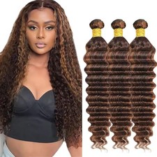 CrmBmod Brown Deep Wave Bundles 24 26 28 Inch Brazilian Virgin Remy Hair 3