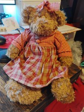 Russ Teddy Bear Plush Serina Brown Country Plaid Stuffed Animal Avon 14"