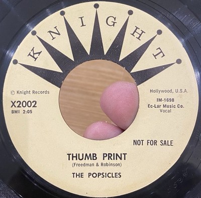 THE POPSICLES Thumb Print KNIGHT 45 RARE Doo Wop Vocal Group Promo EX* Harmony