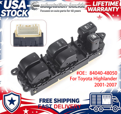 Left Driver Master Electric Power Window Switch For Toyota Highlander 2001-2007