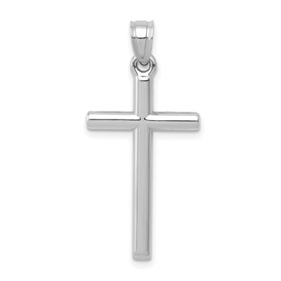 14k Weißgold poliert Hohlkreuz Anhänger