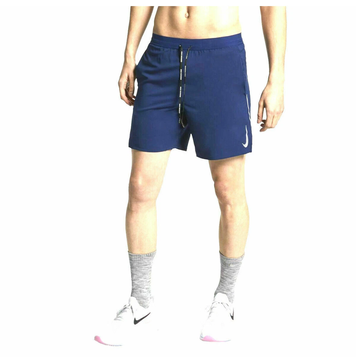 Nike Mens S Flex Stride 7 Inch Running Shorts Navy Blue Silver Reflective 1322E1