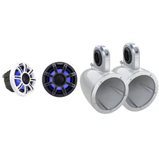 Kicker Premium Marine 6.5 51MSC65 With 12KMTESW White Enclosures UTV / Wake B...