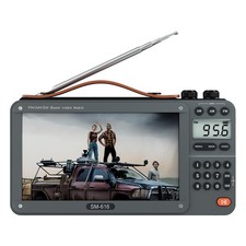 720P 7Inch Screen AM FM Movie Video Radio with Bluetooth Speaker, Rechargeable D