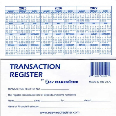 #ad 12 Checkbook Transaction Registers 2025 2026 2027 Calendars Check Book Bank ... $10.99