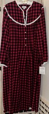 New LANZ OF SALZBURG Large Red Buffalo Print gown Lace Trim Cotton Side Pockets