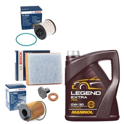 5L MANNOL LEGEND EXTRA BOSCH FILTER SERVICE KIT FOR CITROEN C3 PICASSO 1.6 09-17
