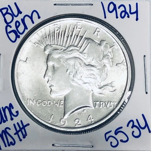 1924 BU UNCIRCULATED SILVER PEACE DOLLAR AUTHENTIC U.S. MINT FREE SHIPPING 5534
