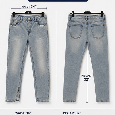 MNML Men's Light Wash Slim Fit Stretch Denim Jeans Ankle Zip 5-Pocket