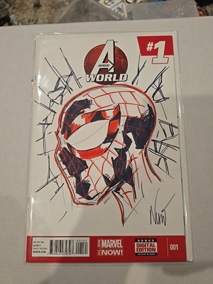 Avengers World #1b 2014 Marvel Comics Variant With Sketch Cover By Eddie Nunez