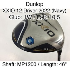 Dunlop XXIO 12 Driver 2022 (Navy) 1W Driver 10.5 46" MP1200 Stiff Right-Handed