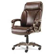 Alera VN4159 Executive Bonded Leather Chair - Brown Seat/Back/Bronze Base New