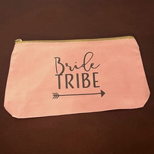 Pink "Bride Tribe" Zipper Pouch Bag with Arrow Design, Pink Pouch Style 6x9