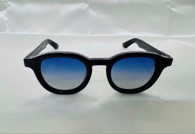MOSCOT Dahven Sunglasses Black Extra link Blue Gradient Lens Model