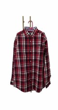 NWT Chaps Red Plaid Button Down Dress Shirt Boys Sz 14/16 Embroidered Holiday L