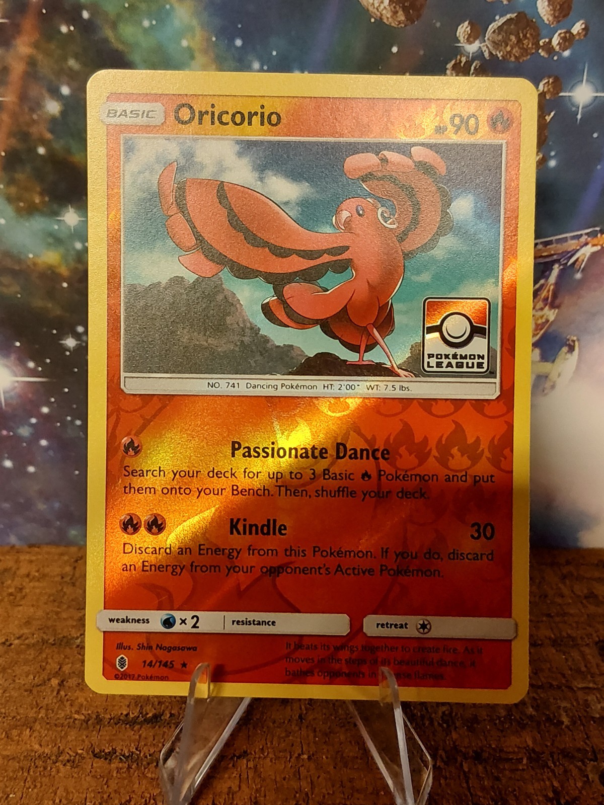 Oricorio 2017 Pokemon League 14/145 Reverse Holo Rare Promo Card