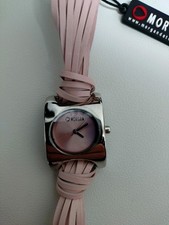 New MORGAN Ladies Silver Tone Pale Pink Leather Strap Watch-VGC Boxed