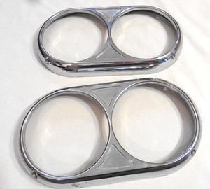 VINTAGE 1972 KENWORTH CHROME HEADLAMP BEZEL 5950199 SET OF 2 Read Full