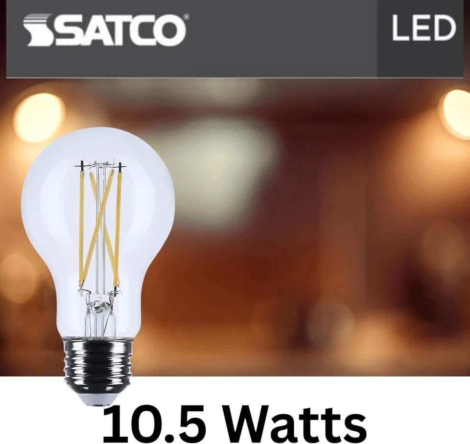SATCO S12469 - 10.5 Watt A19 LED Light Bulbs - 3500K - 120 Volts (6 Pack) - Image 4 of 4