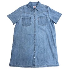 Levis Womens Blue Denim Short Sleeved Dress Light Wash