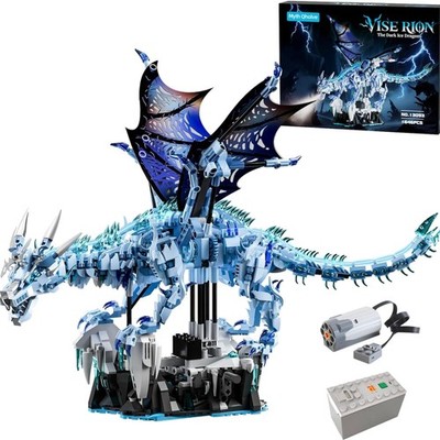 Mechanical Dark Ice Dragon Building Block Set with Motor & Hand Crank Motion ...